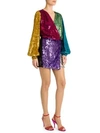 ATTICO Colorblock Sequin Mini Wrap Dress