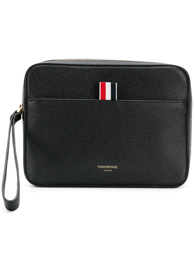 Thom Browne Black Leather Pouch