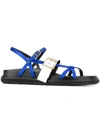 Marni Fussbett Satin And Patent-leather Sandals In Blue