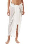 Melissa Odabash Pompom Trim Solid Coverup Pareo In White