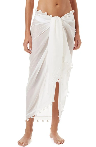 Melissa Odabash Pompom Trim Solid Coverup Pareo In White