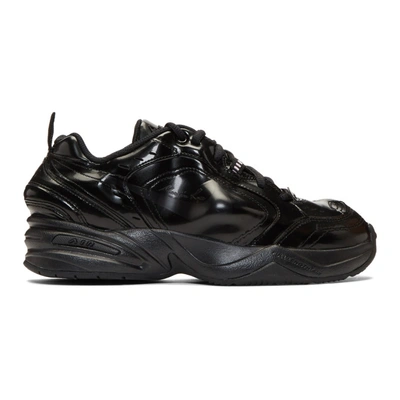 Nike Martine Rose Air Monarch Iv Faux Patent In Black