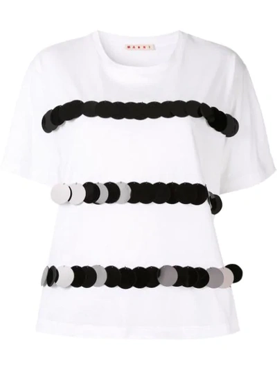 Marni Sequin Stripe T-shirt In White