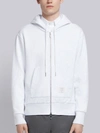 THOM BROWNE WHITE COTTON LOOPBACK CENTER BACK STRIPE ZIP-UP HOODIE,MJT153A0337713009841