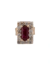 ALISON LOU 14KT YELLOW GOLD, RUBY AND DIAMOND STUD EARRING