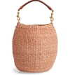 CLARE V POT DE MIEL TOP HANDLE STRAW BASKET BAG - PINK,HB-TH-PD-100007-CRM