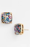Kate Spade Womens Multi Glitter Glittered Small Square Stud Earrings In Gold Multi