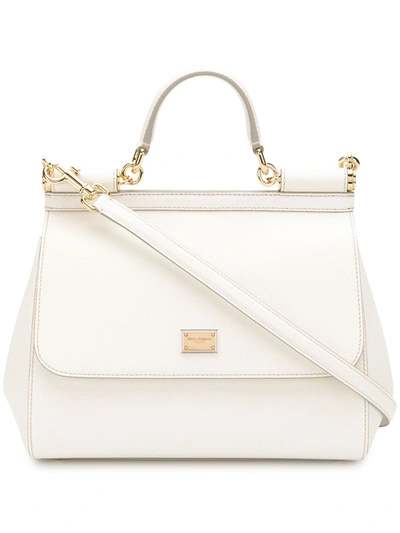 Dolce & Gabbana Medium Sicily Shoulder Bag In White