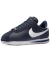 Nike Men's Cortez Basic Nylon Casual Sneakers From Finish Line In Obsidian/white-metallic S