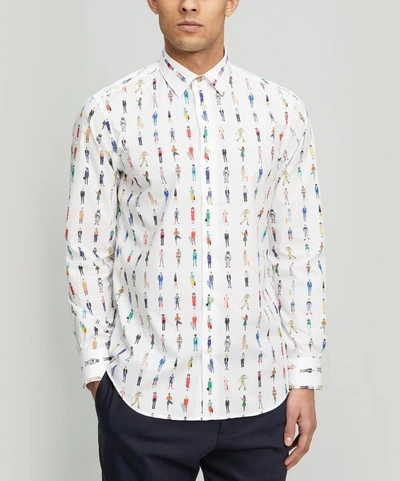 Paul Smith People Print Cotton Shirt In White