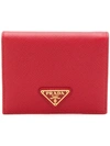 PRADA PRADA LOGO PLAQUE WALLET - RED