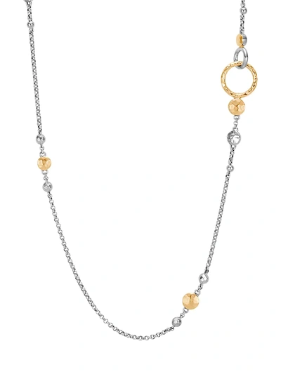 John Hardy 18k Yellow Gold & Sterling Silver Dot Hammered Station Necklace, 36 In Yellow/silver