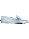 Tod's Double T Gommino Denim Loafers In Blue