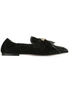 TOD'S TOD'S FEATHER APPLIQUÉ LOAFERS - 黑色