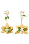 MERCEDES SALAZAR ORCHID GOLD-TONE AND RESIN EARRINGS