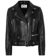 Acne Studios Black Cropped Biker Leather Jacket