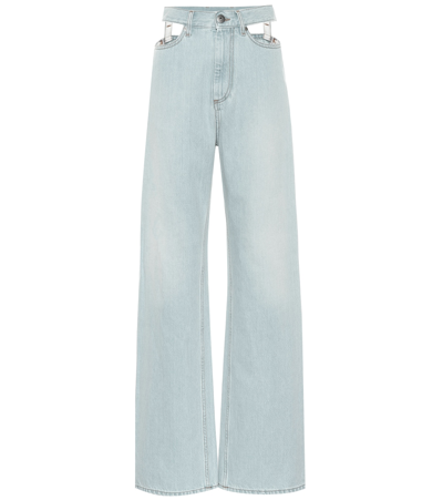 Maison Margiela Cut-out Wide Leg Jeans In Blue