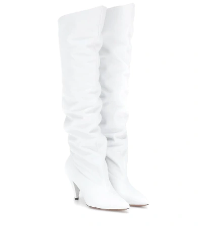 Givenchy Slouchy Knee-high Leather Boots In White