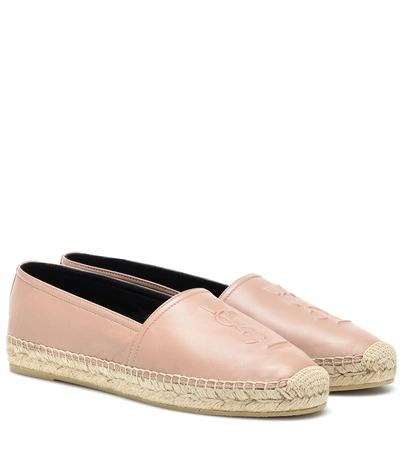 Saint Laurent Monogram Leather Espadrilles In Brown