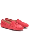 Tod's Gommino Suede Loafers In Red