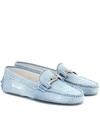 Tod's Double T Gommino Denim Loafers In Blue