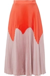 ROKSANDA TWO-TONE PLEATED SATIN MIDI SKIRT