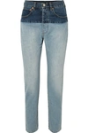 VETEMENTS SPLIT TWO-TONE HIGH-RISE STRAIGHT-LEG JEANS