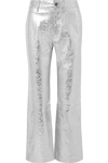 SIMON MILLER METALLIC TEXTURED-LEATHER STRAIGHT-LEG trousers