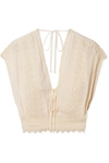 PHILOSOPHY DI LORENZO SERAFINI CROPPED CROCHET-TRIMMED GEORGETTE TOP