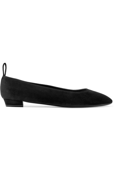 The Row Lady D Suede Ballet Flats In Black
