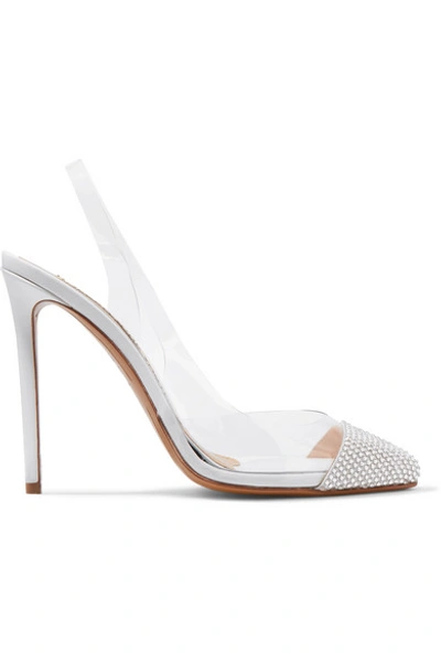 Alexandre Vauthier Amber Ghost Crystal-embellished Leather And Pvc Slingback Pumps In White