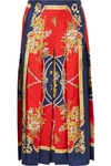 GUCCI Pleated printed silk-twill skirt