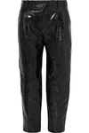 GIVENCHY GLOSSED TEXTURED-LEATHER STRAIGHT-LEG PANTS