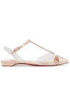 CHRISTIAN LOUBOUTIN NOSY CRYSTAL-EMBELLISHED SATIN AND PVC POINT-TOE FLATS