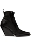 ANN DEMEULEMEESTER LACE-UP LEATHER WEDGE ANKLE BOOTS