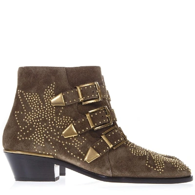 Chloé Susanna Light Brown Suede Ankle Boots