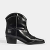 GANNI GANNI | Meg Western Ankle Boots in Black Calfskin