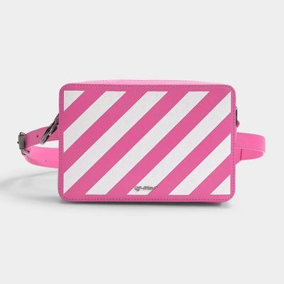 Off-white Off White | Diag Fanny Pack In White And Black Calfskin In Pink