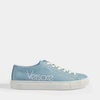 VERSACE VERSACE | Sports Sneakers with Logo in Blue and White Calfskin
