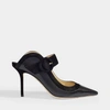 JIMMY CHOO JIMMY CHOO | Hendrix 85 Pointed Mules in Black Nappa Leather and Suede