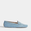 TOD'S TOD'S | Gommino Suede Maschirina Loafers in Light Blue Leather