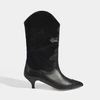 GANNI GANNI | Adel Mid Height Quilted Boots in Black Calfskin and Suede