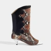 GANNI GANNI | Zoey Western Python Print Boots in Black and Brown Snake Embossed Calfskin