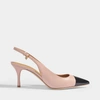 TORY BURCH TORY BURCH | Penelope 65 Two Tone Slingbacks in Sea Shell Pink and Black Calf and Patent Leathers