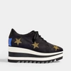 STELLA MCCARTNEY STELLA MCCARTNEY | Sneakelyse Star Platform Sneakers in Black and Gold Synthetic Fabric