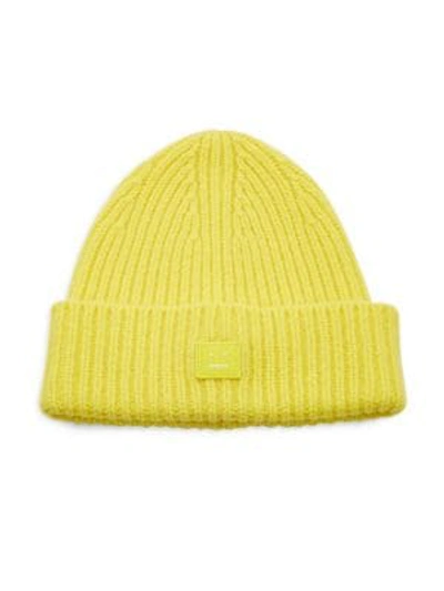 Acne Studios Pansy N Face Wool-blend Beanie In Sharp Yellow