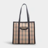 BURBERRY BURBERRY | THE LINK MEDIUM ZIP TOTE IN VINTAGE CHECK AND BLACK COTTON