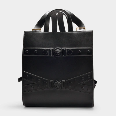 Versace | Tribute X Hybrid Backpack And Tote Bag In Black Calf Leather