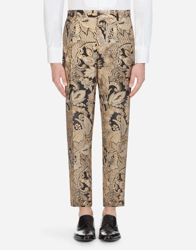 Dolce & Gabbana Lurex Jacquard Pants In Gold