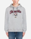 DOLCE & GABBANA COTTON SWEATSHIRT WITH PATCHES AND HOOD